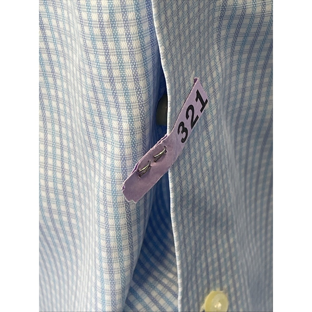 Tommy Bahama Mens 17.5 32 /33 Blue Check 100% Cotton LS Button Up Shirt Classic - Picture 5 of 16
